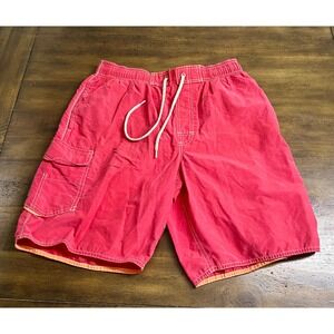 No Bad Days Mens‎ Swim Trunks Red Cargo Pocket Mesh Liner Board Shorts Medium